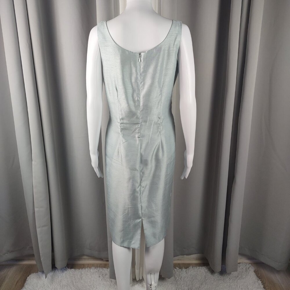 Jessica Howard Evenings 2Pc Sage Jacquard Sheath Dress Jacket Set Size 10 - Picture 4 of 16
